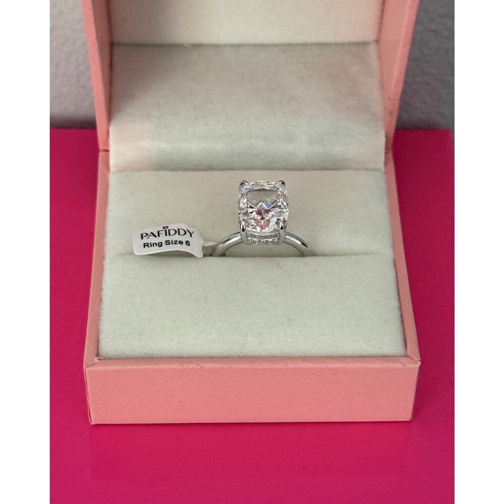 STUNNING Paffidy Size 6 Cushion Cut Ring 4.5CT 5A Grade Zirconia 925 Silver NEW - Picture 9 of 14